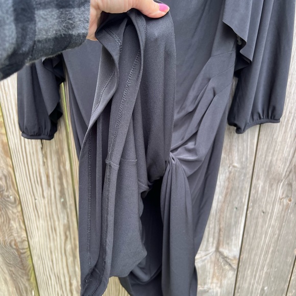 RALPH LAUREN Little Black Cocktail Dress Ruched waist Split Sleeve size 8 - Picture 8 of 13